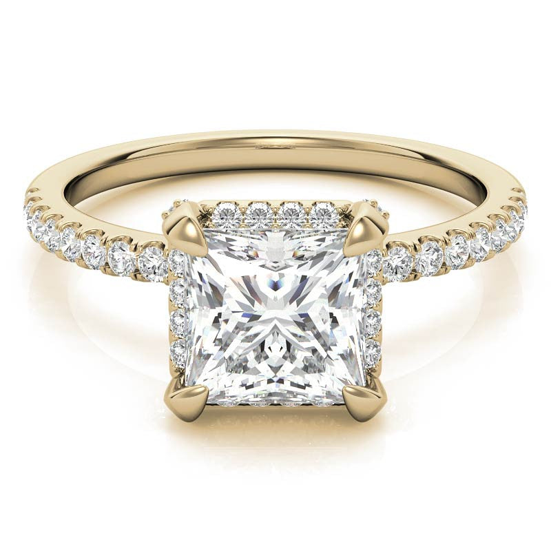 Princess Petite Pave Style Moissanite Engagement Ring