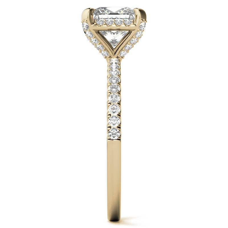 Princess Petite Pave Style Moissanite Engagement Ring