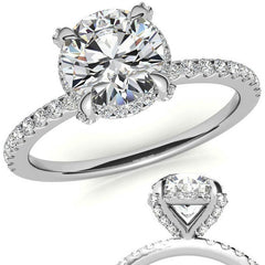 Round Brilliant Petite Pave Style Moissanite Engagement Ring