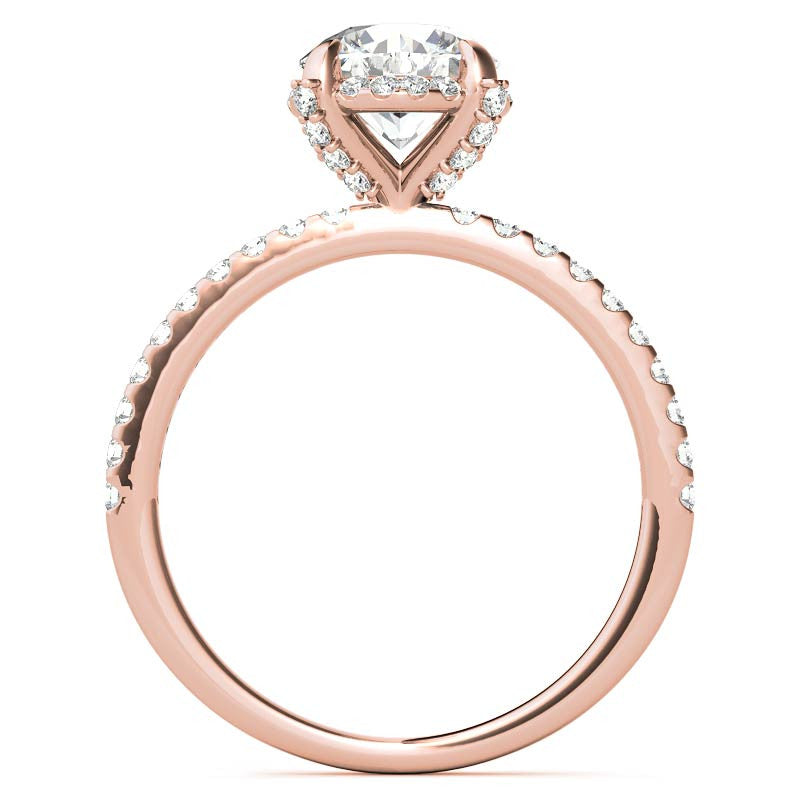 Round Brilliant Petite Pave Style Moissanite Engagement Ring
