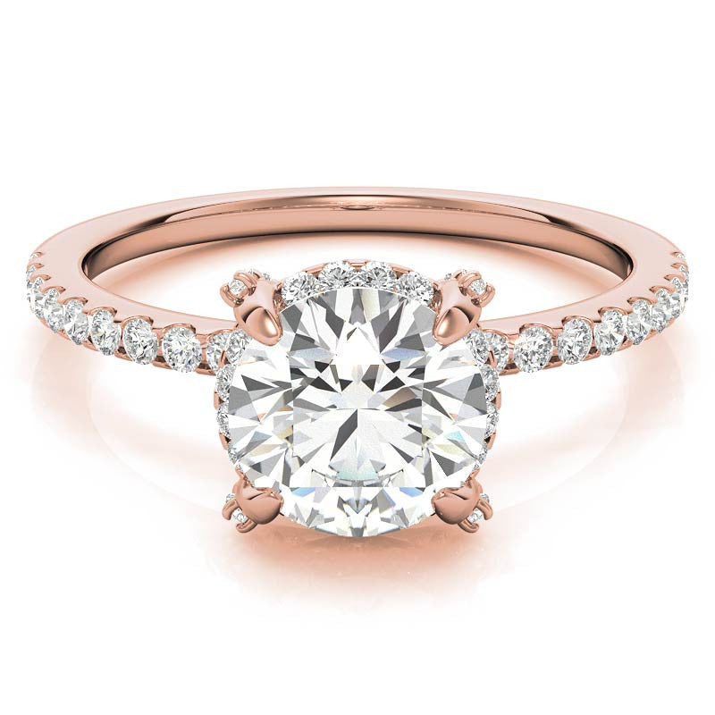 Round Brilliant Petite Pave Style Moissanite Engagement Ring