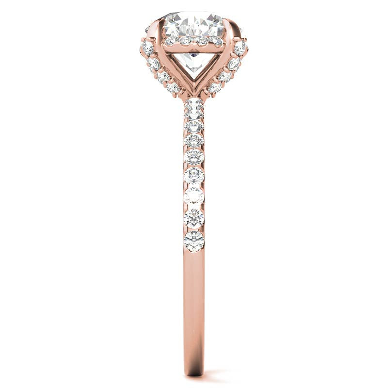 Round Brilliant Petite Pave Style Moissanite Engagement Ring