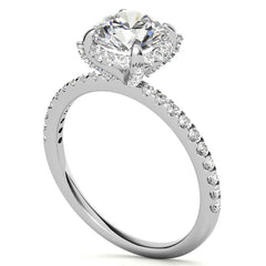 Round Brilliant Petite Pave Style Moissanite Engagement Ring