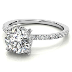 Round Brilliant Petite Pave Style Moissanite Engagement Ring