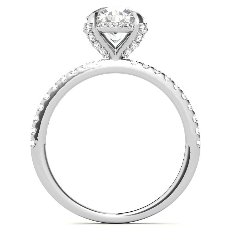 Round Brilliant Petite Pave Style Moissanite Engagement Ring