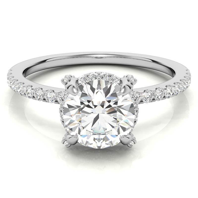 Round Brilliant Petite Pave Style Moissanite Engagement Ring