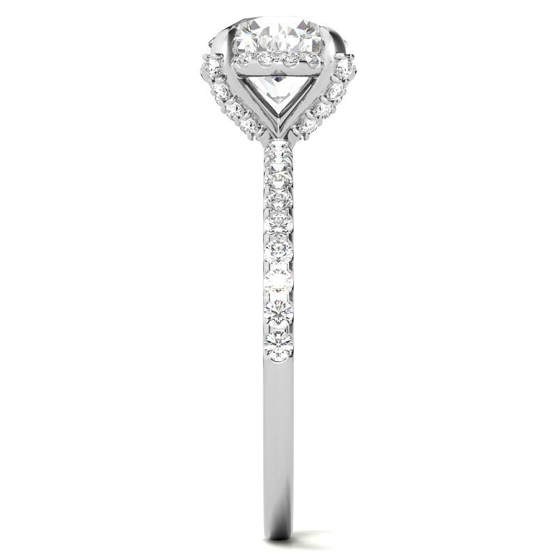 Round Brilliant Petite Pave Style Moissanite Engagement Ring