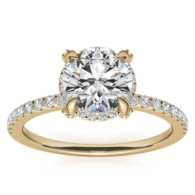 Round Brilliant Petite Pave Style Moissanite Engagement Ring