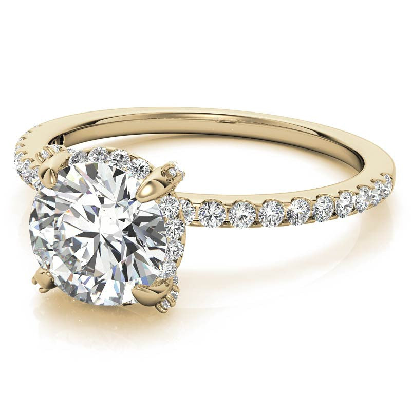 Round Brilliant Petite Pave Style Moissanite Engagement Ring