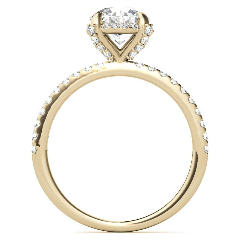 Round Brilliant Petite Pave Style Moissanite Engagement Ring