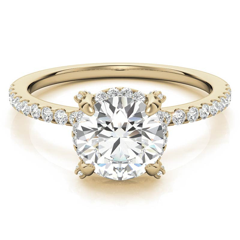 Round Brilliant Petite Pave Style Moissanite Engagement Ring