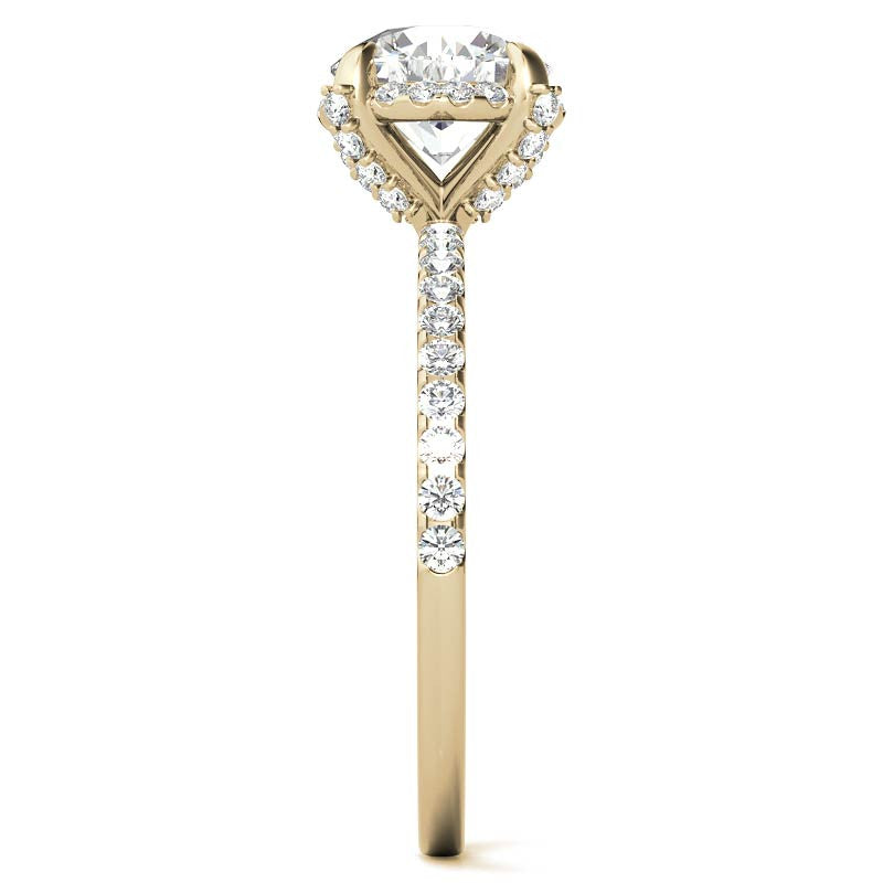 Round Brilliant Petite Pave Style Moissanite Engagement Ring