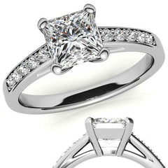Princess Cathedral Moissanite Engagement Ring