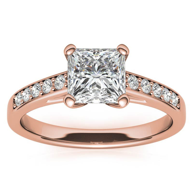 Princess Cathedral Moissanite Engagement Ring