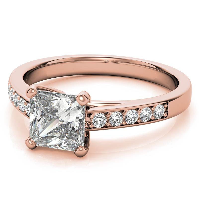 Princess Cathedral Moissanite Engagement Ring