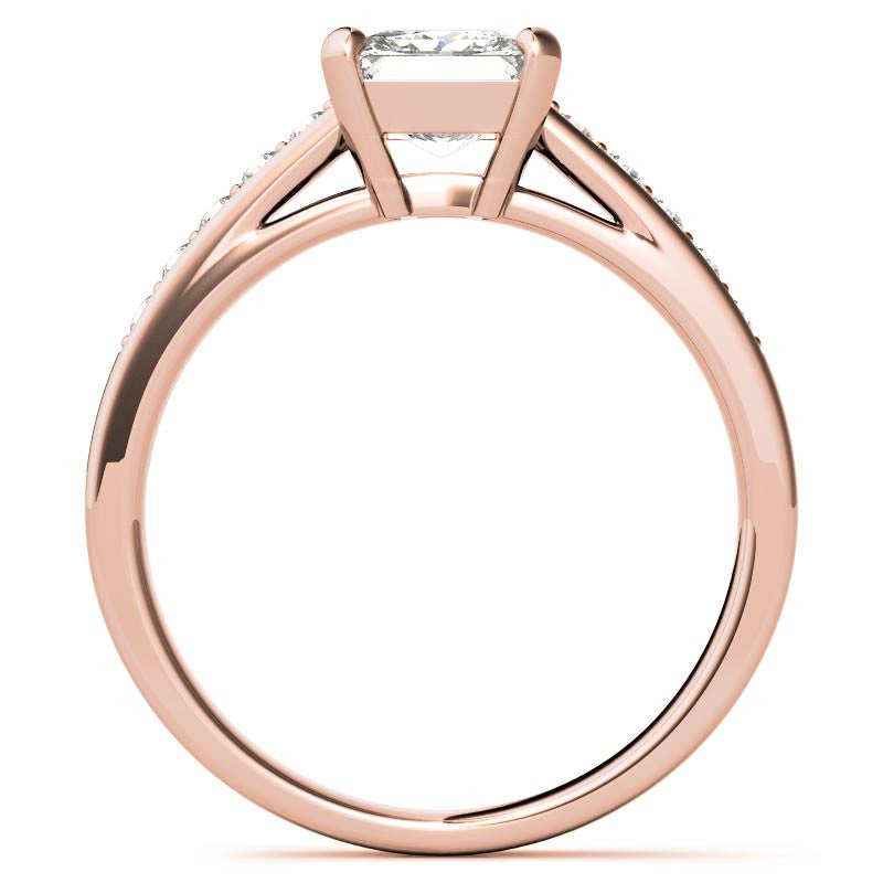 Princess Cathedral Moissanite Engagement Ring