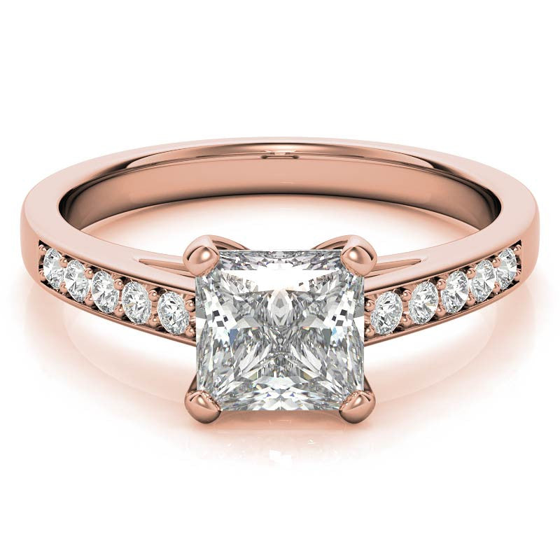 Princess Cathedral Moissanite Engagement Ring