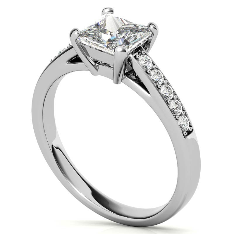Princess Cathedral Moissanite Engagement Ring