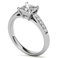Princess Cathedral Moissanite Engagement Ring