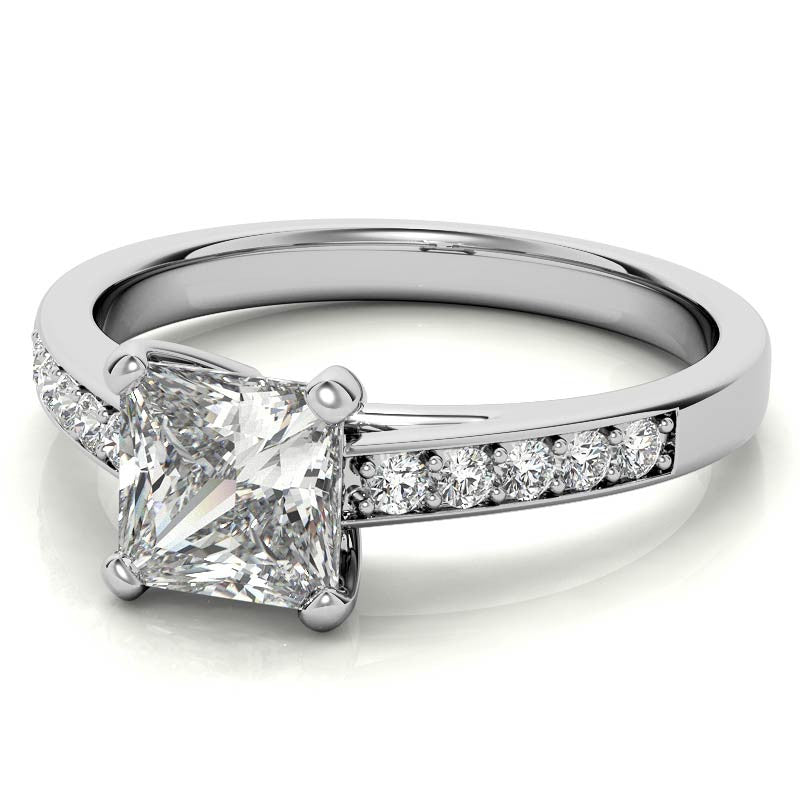Princess Cathedral Moissanite Engagement Ring