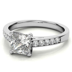 Princess Cathedral Moissanite Engagement Ring