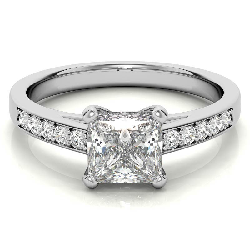 Princess Cathedral Moissanite Engagement Ring