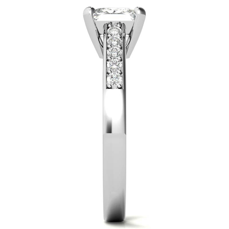 Princess Cathedral Moissanite Engagement Ring