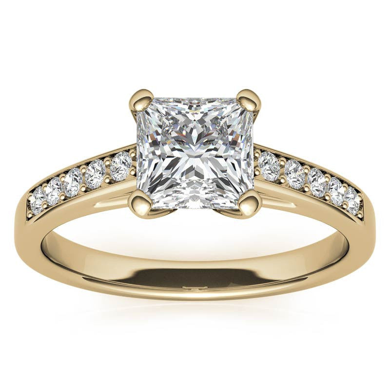 Princess Cathedral Moissanite Engagement Ring