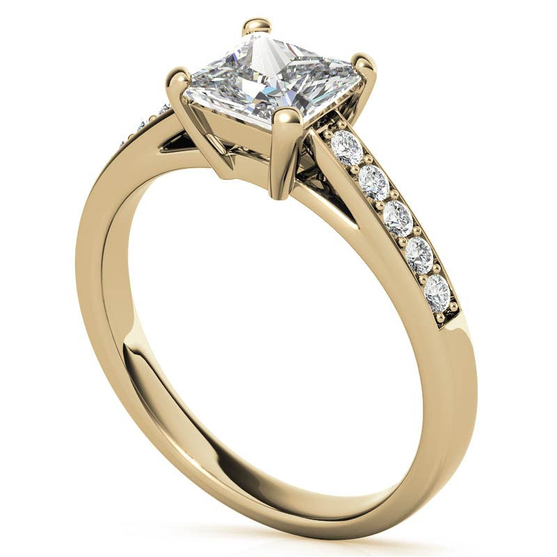 Princess Cathedral Moissanite Engagement Ring