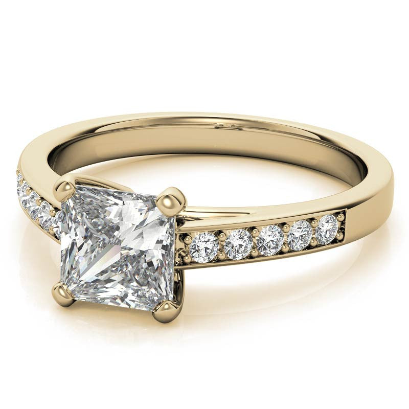 Princess Cathedral Moissanite Engagement Ring