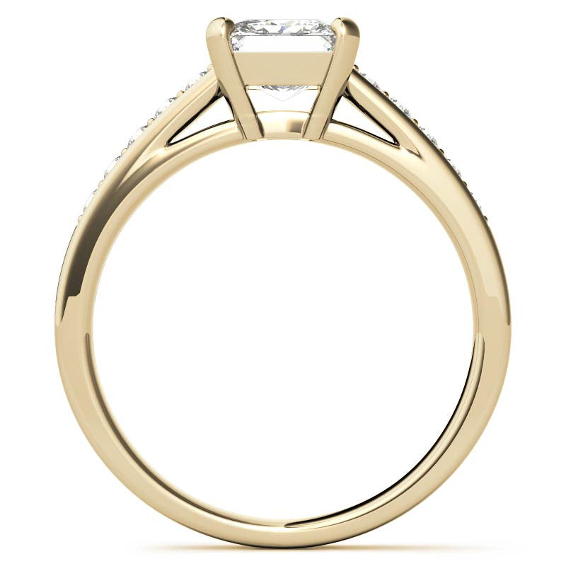 Princess Cathedral Moissanite Engagement Ring
