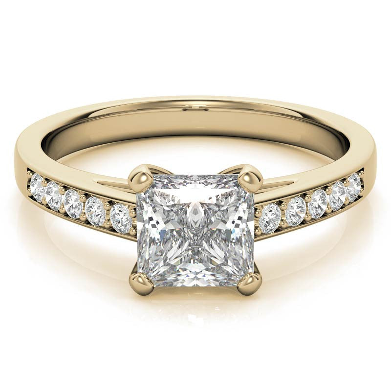 Princess Cathedral Moissanite Engagement Ring