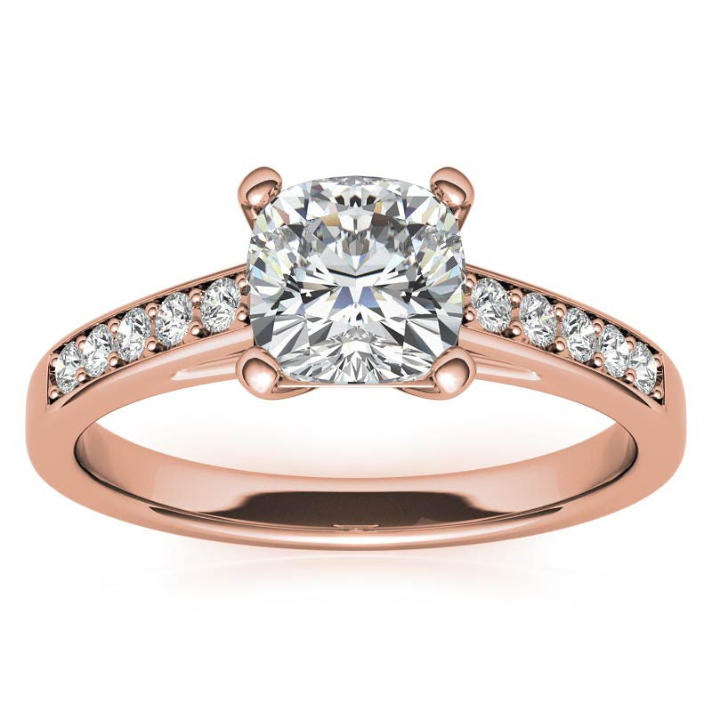 Cushion Cathedral Moissanite Engagement Ring