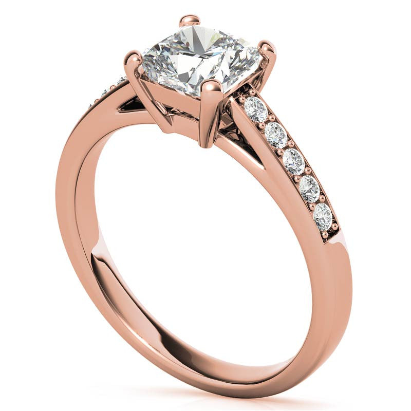 Cushion Cathedral Moissanite Engagement Ring