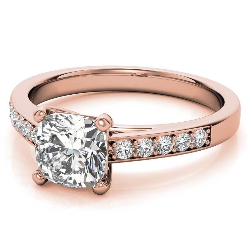 Cushion Cathedral Moissanite Engagement Ring
