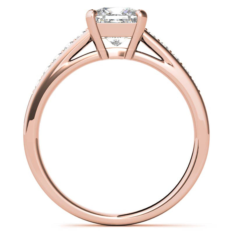 Cushion Cathedral Moissanite Engagement Ring