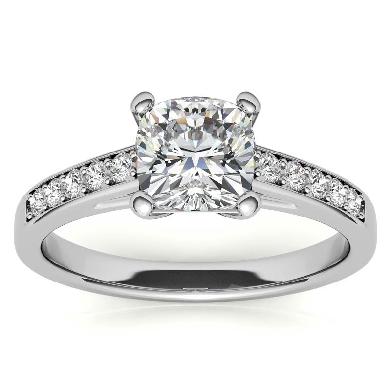 Cushion Cathedral Moissanite Engagement Ring