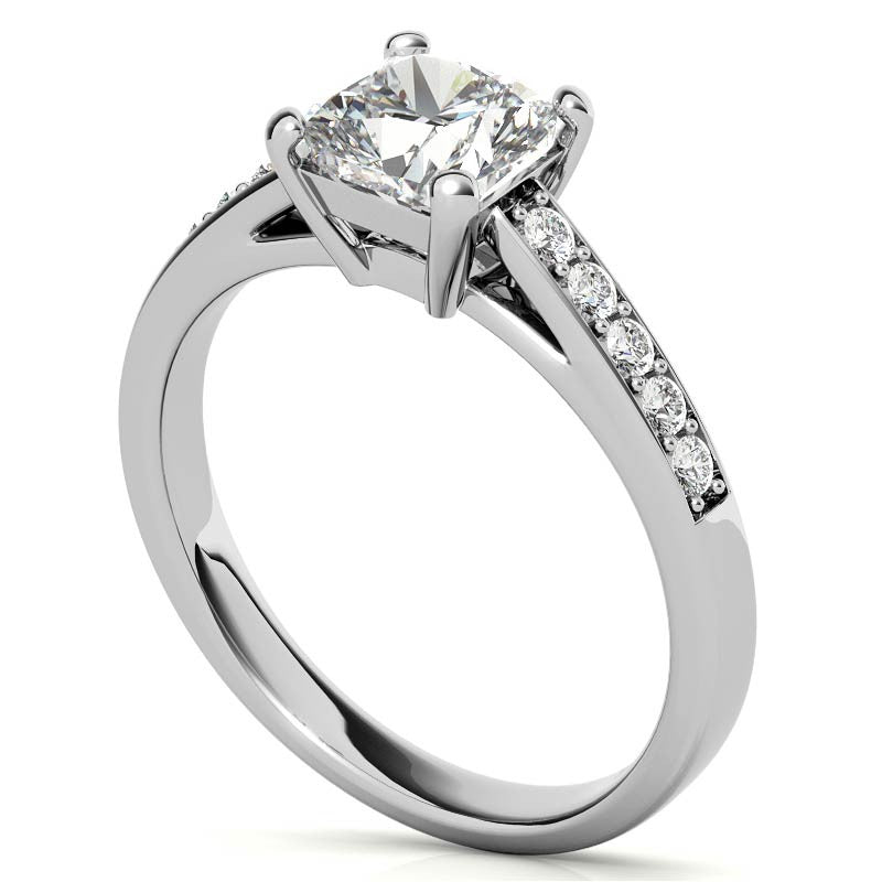 Cushion Cathedral Moissanite Engagement Ring