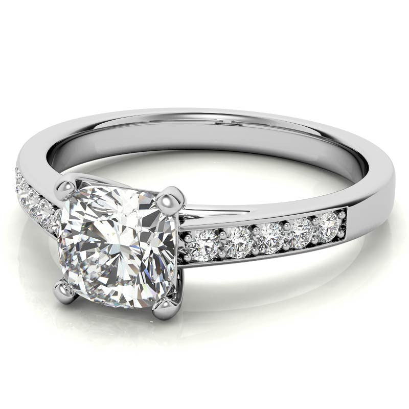 Cushion Cathedral Moissanite Engagement Ring