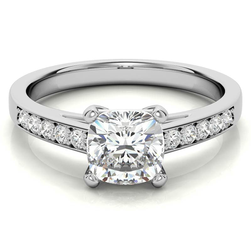 Cushion Cathedral Moissanite Engagement Ring
