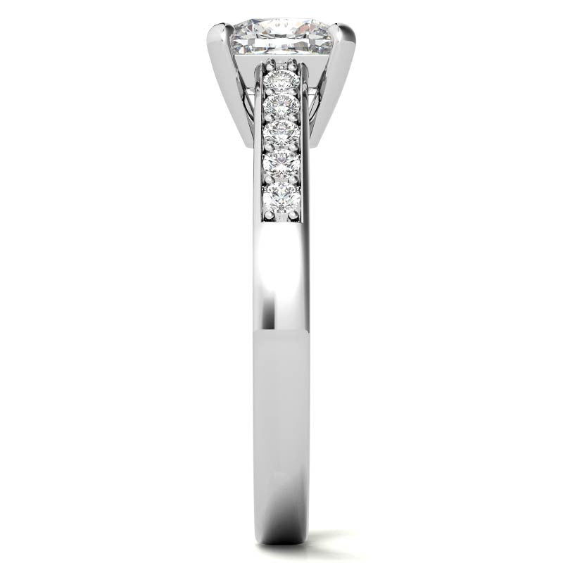 Cushion Cathedral Moissanite Engagement Ring