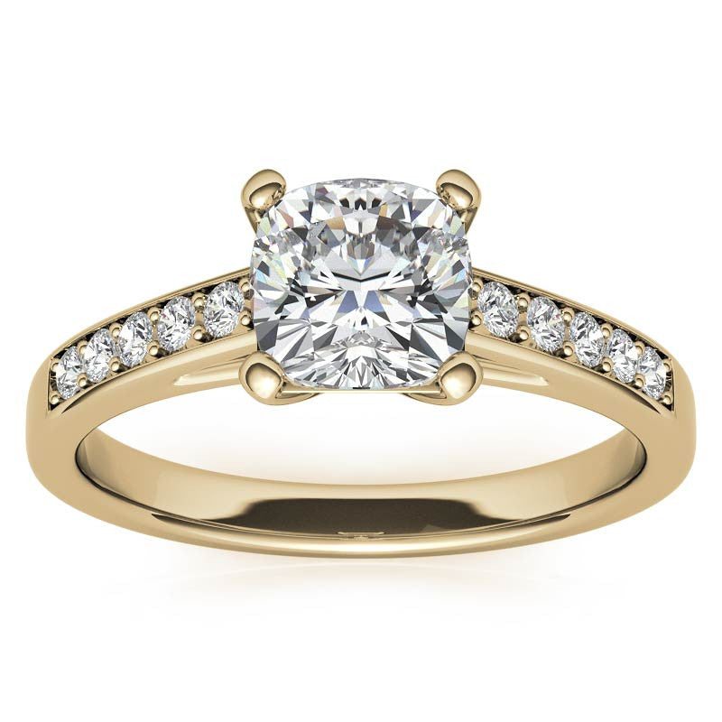 Cushion Cathedral Moissanite Engagement Ring