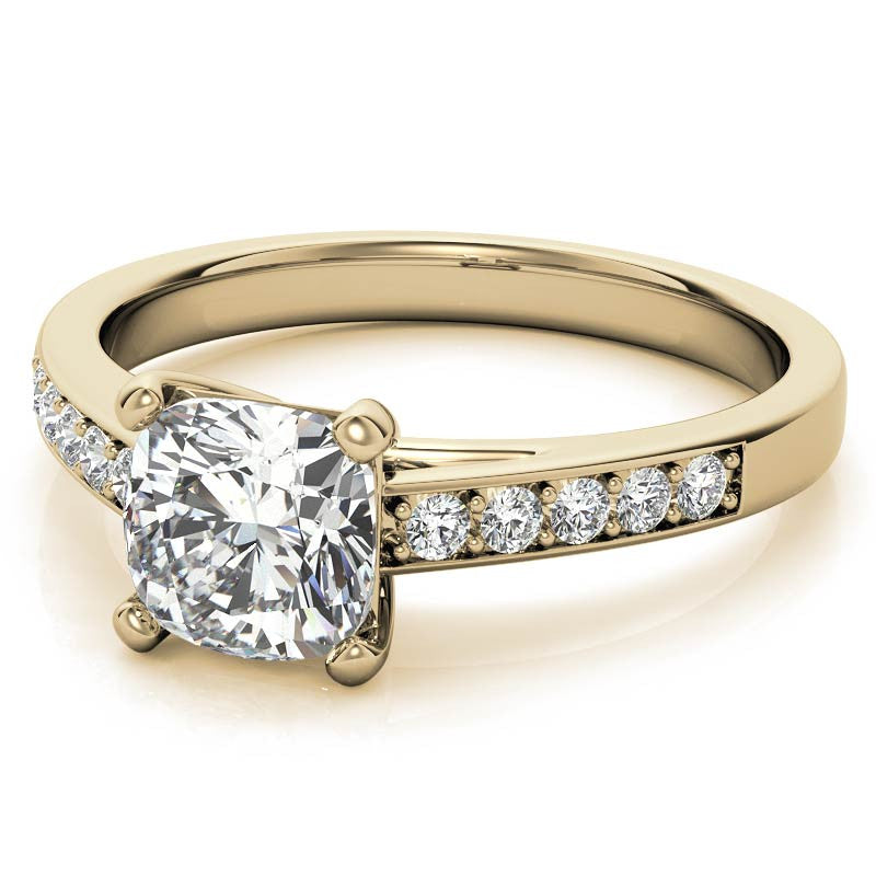 Cushion Cathedral Moissanite Engagement Ring