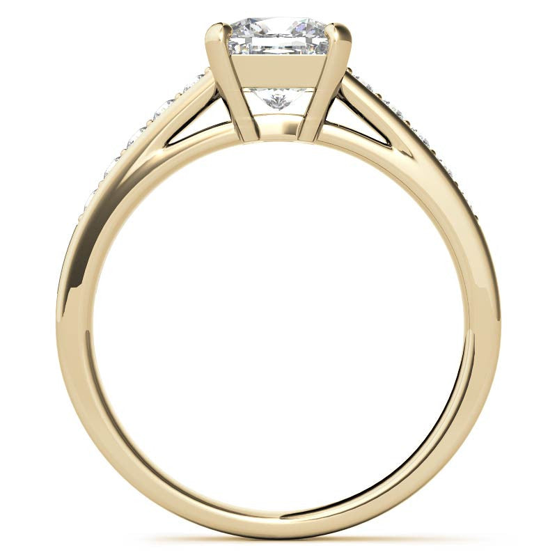 Cushion Cathedral Moissanite Engagement Ring
