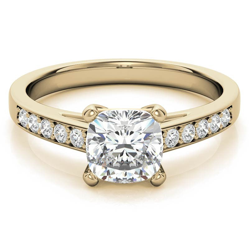 Cushion Cathedral Moissanite Engagement Ring