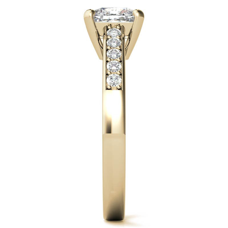 Cushion Cathedral Moissanite Engagement Ring