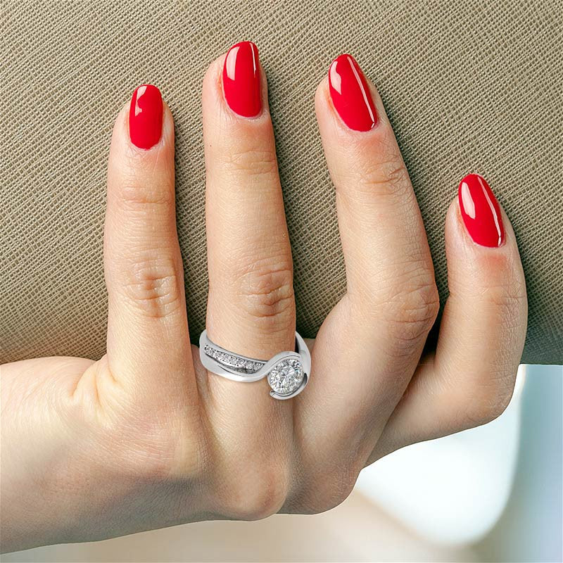 Bypass Semi-Bezel Moissanite Engagement Ring