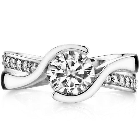 Bypass Semi-Bezel Moissanite Engagement Ring