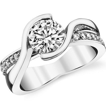 Bypass Semi-Bezel Moissanite Engagement Ring