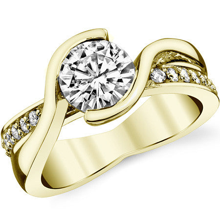 Bypass Semi-Bezel Moissanite Engagement Ring